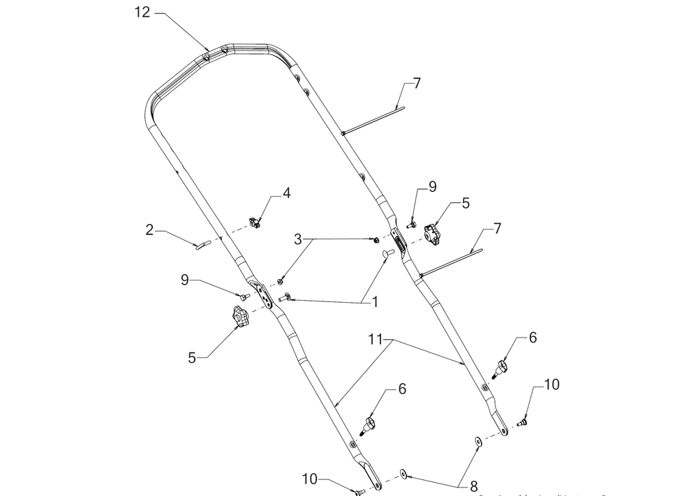 Handle Diagram and Parts List for SC700E (12AEN2S7756)(2018) Cub Cadet Lawn Mower